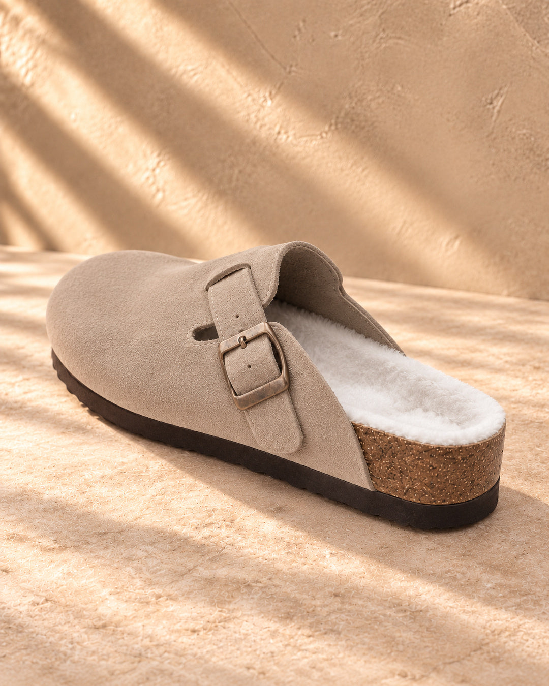 Celeste Faux-Fur-Lined Suede Clogs - Taupe
