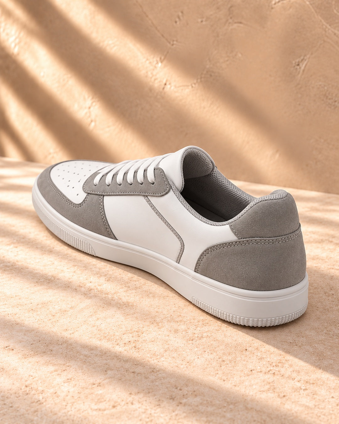 Blake Hidden-Lift Court Sneakers - White & Gray