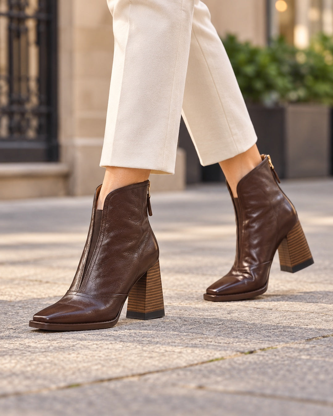 Odette Block-Heel Ankle Boots - Espresso