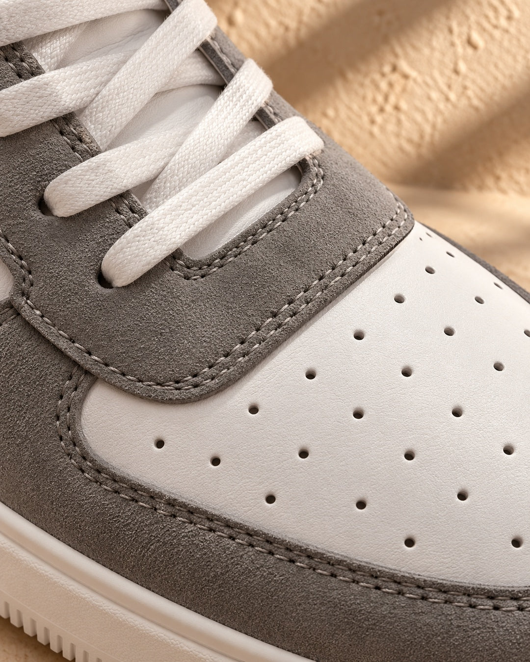 Blake Hidden-Lift Court Sneakers - White & Gray
