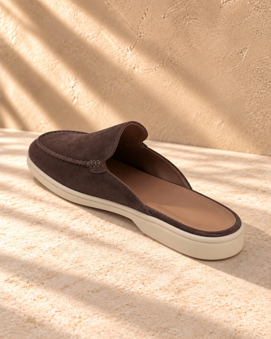 Avery Brown Suede Mule Loafers - Brown