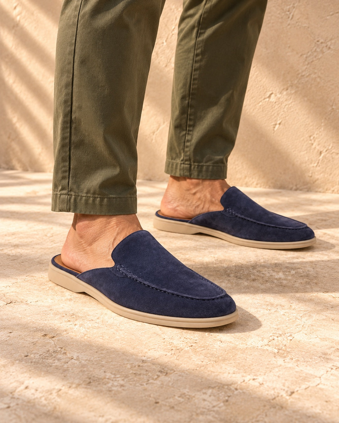Jordan Navy Suede Mule Loafers - Navy
