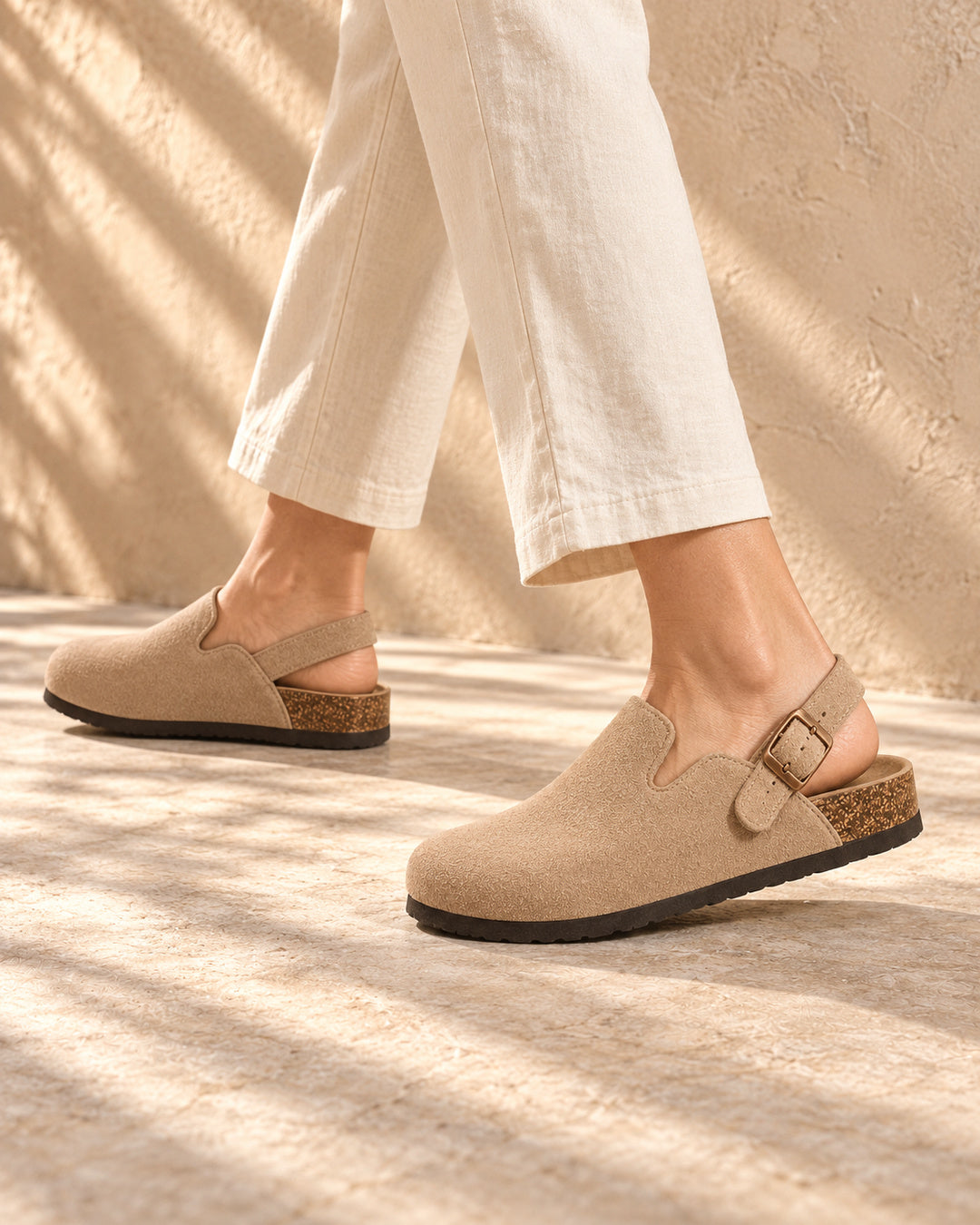 Sabina Suede Backstrap Clogs - Coffee