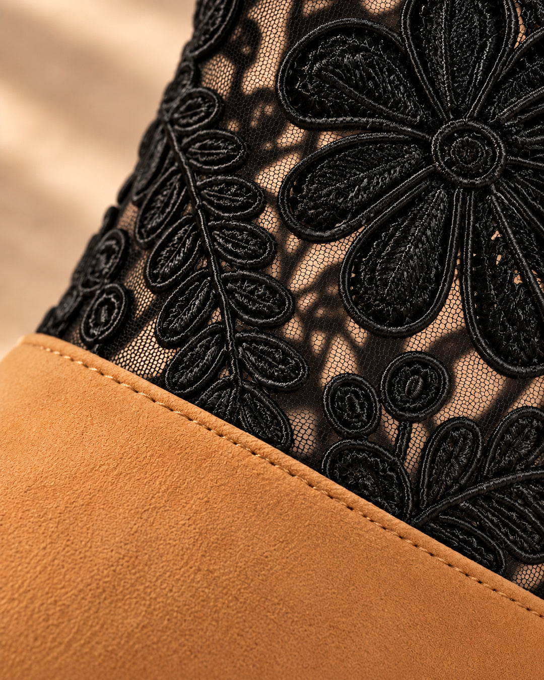 Aurelia Lace-Panel Comfort Ankle Boots - Camel & Leopard