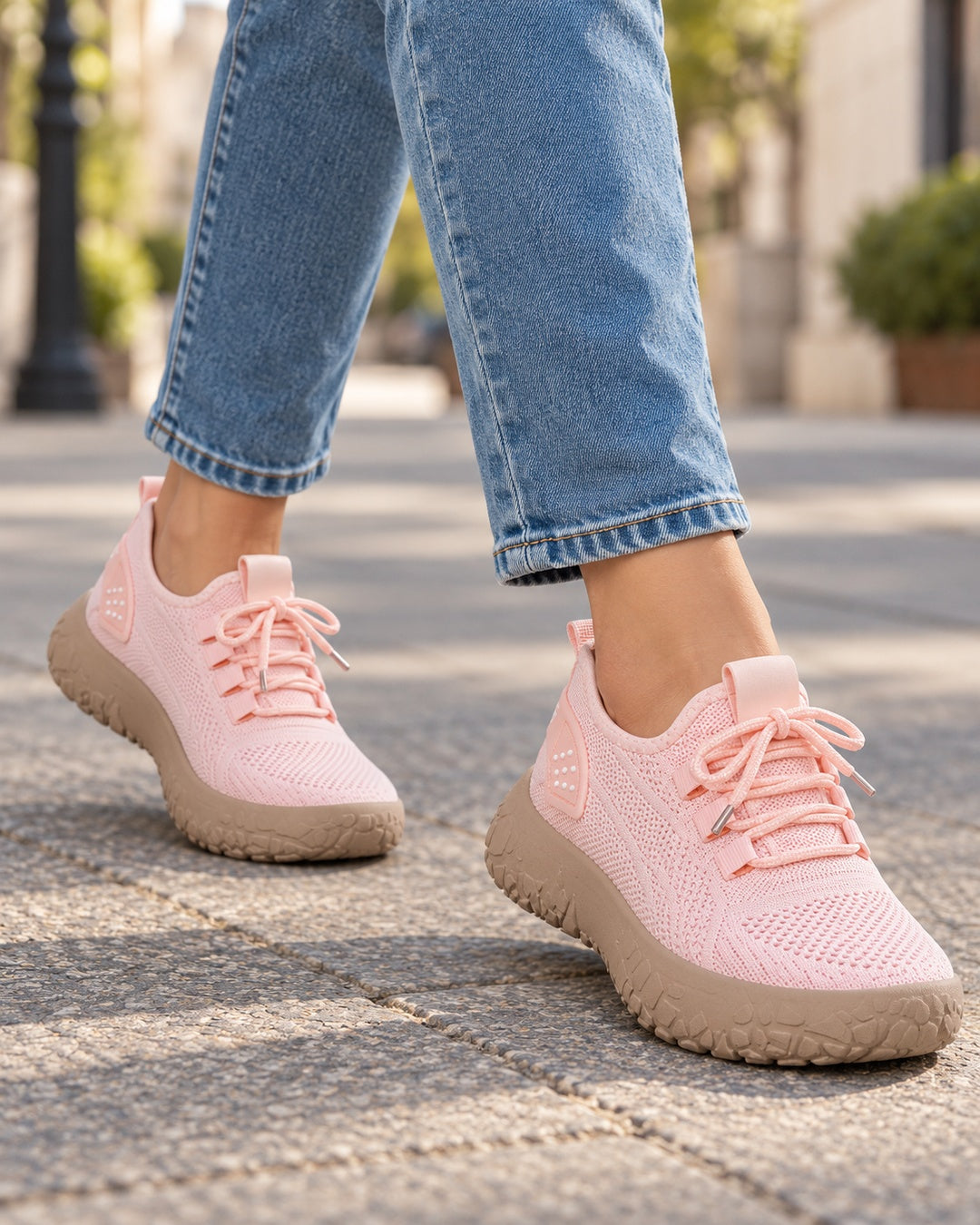 Lorraine Breathable Slip-On Walking Shoes - Pink