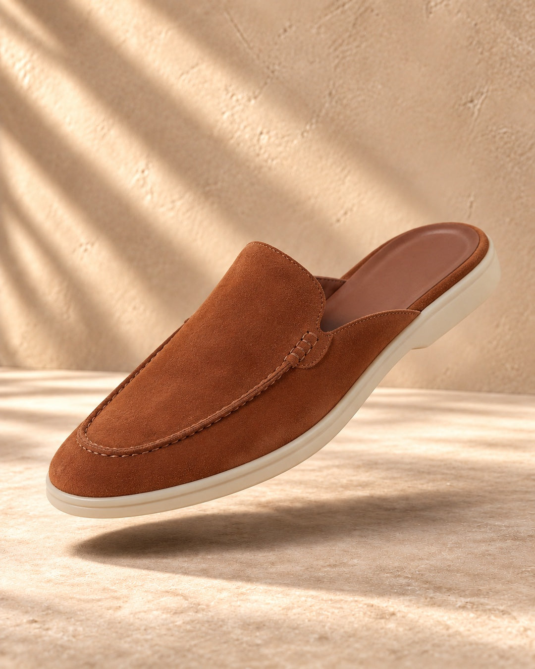 Sage Cognac Suede Mule Loafers - Cognac