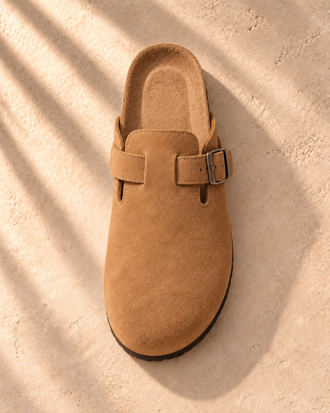 Clara Suede Buckle Clogs - Brown