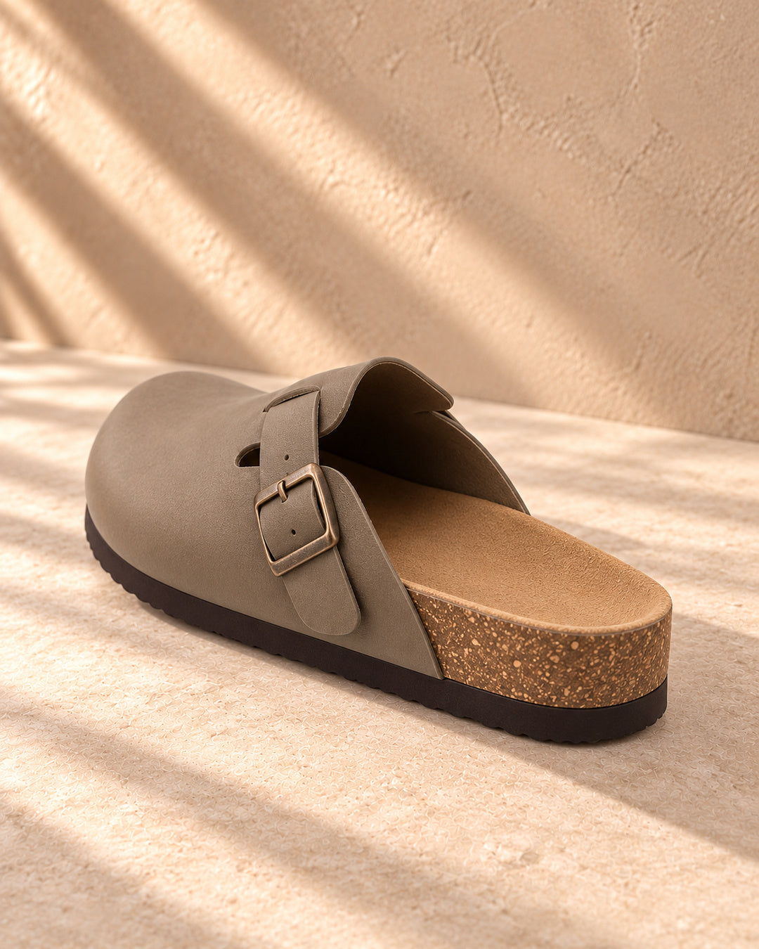 Vivienne Faux-Leather Buckle Clogs - Brown