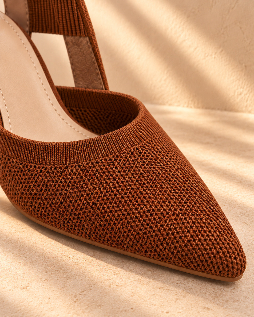 Isabelle Pointed-Toe Elastic-Strap Block Heels - Dark Brown