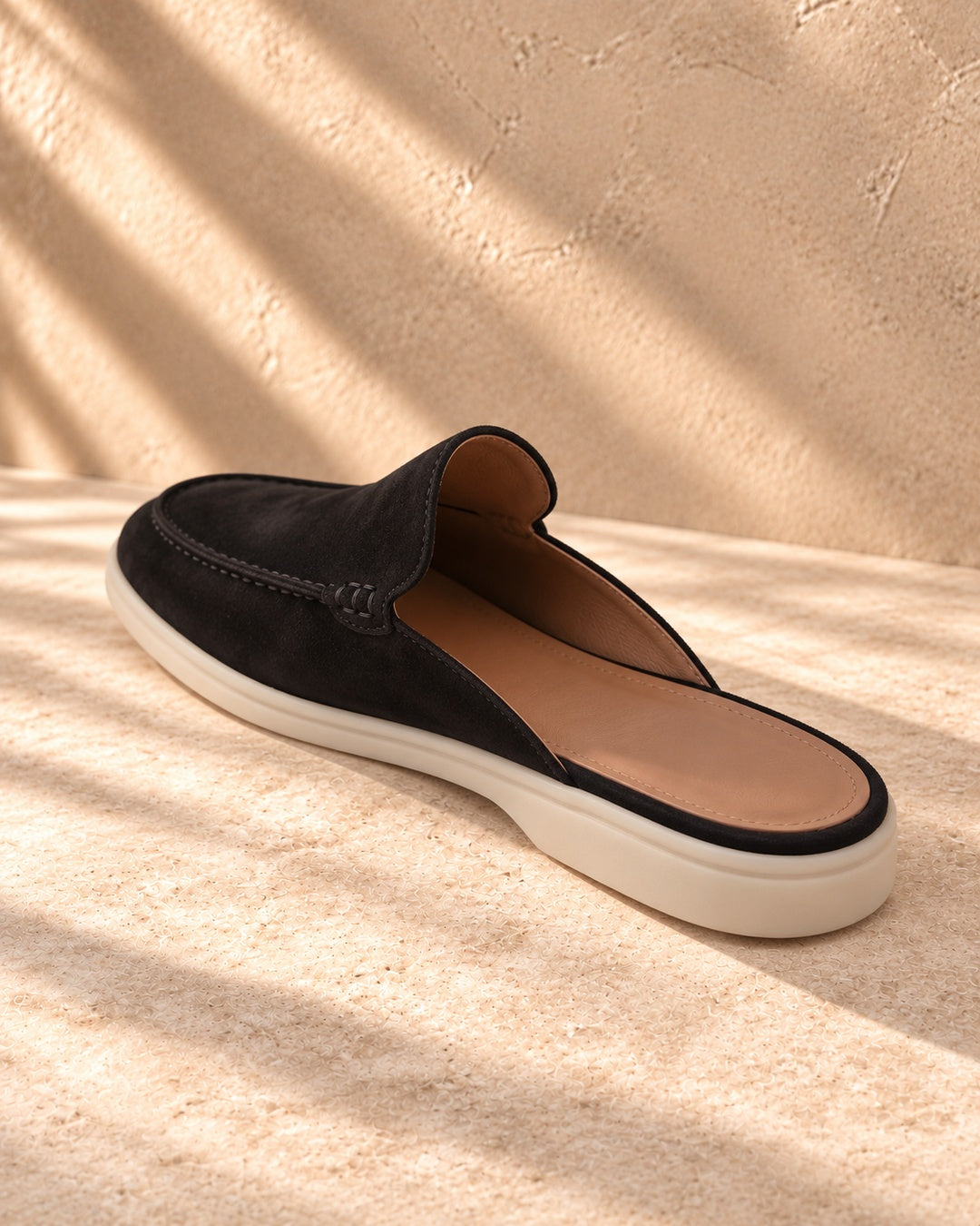 Riley Black Suede Mule Loafers - Black