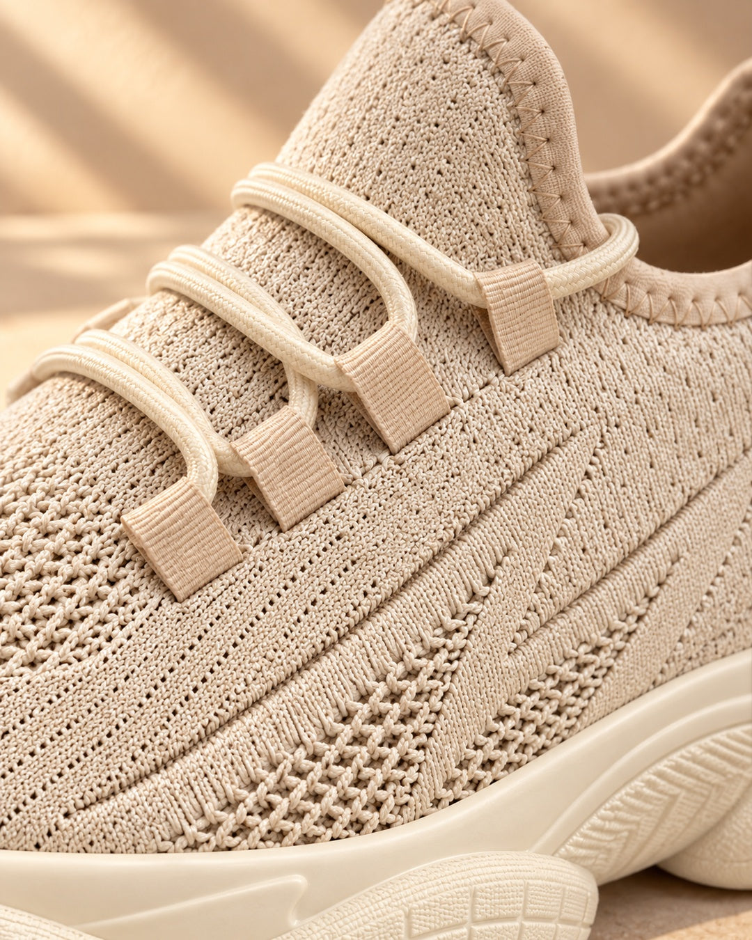 Parker Hidden-Lift Knit Sneakers - Beige