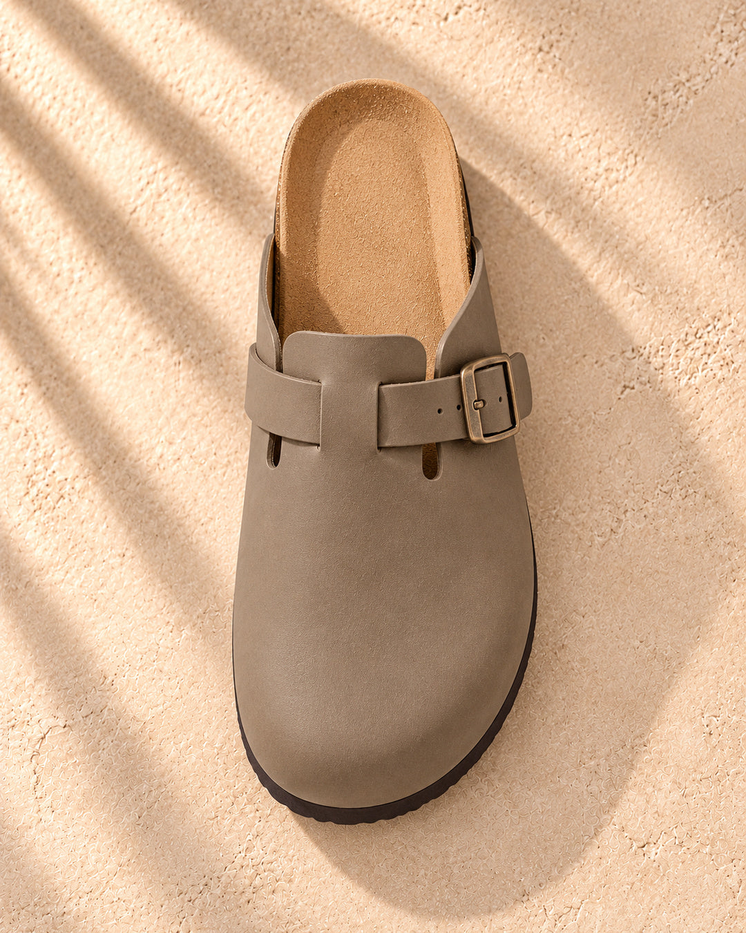 Vivienne Faux-Leather Buckle Clogs - Brown