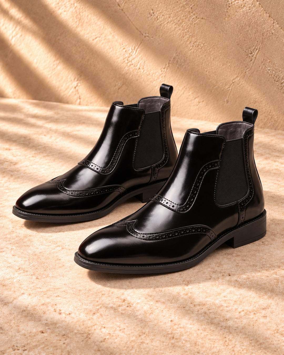 Jules Brogue Hidden-Lift Chelsea Boots - Black
