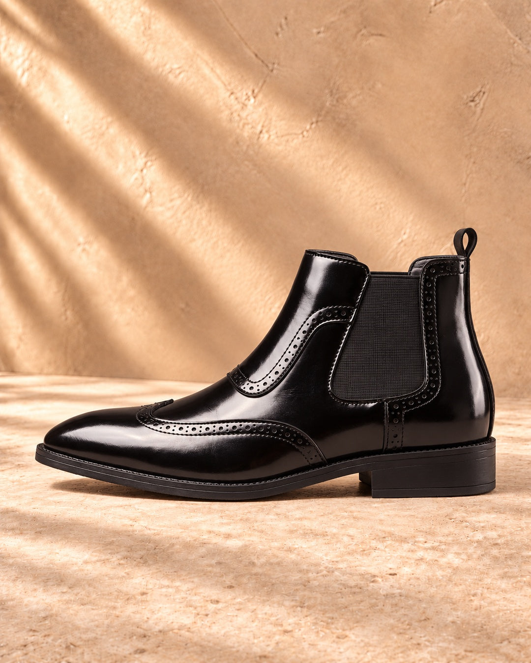 Jules Brogue Hidden-Lift Chelsea Boots - Black