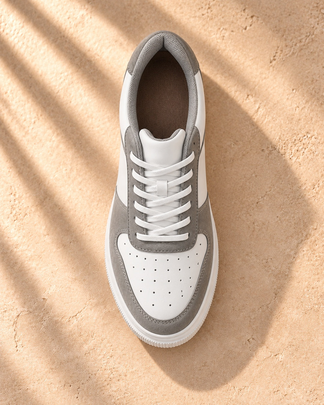 Blake Hidden-Lift Court Sneakers - White & Gray