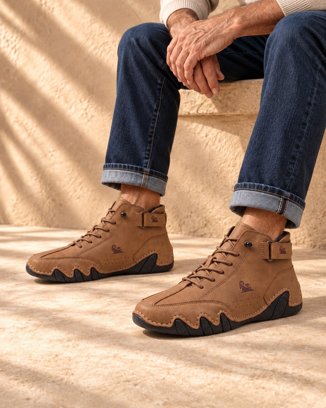 Arden Faux-Leather Lace-Up Ankle Boots - Brown