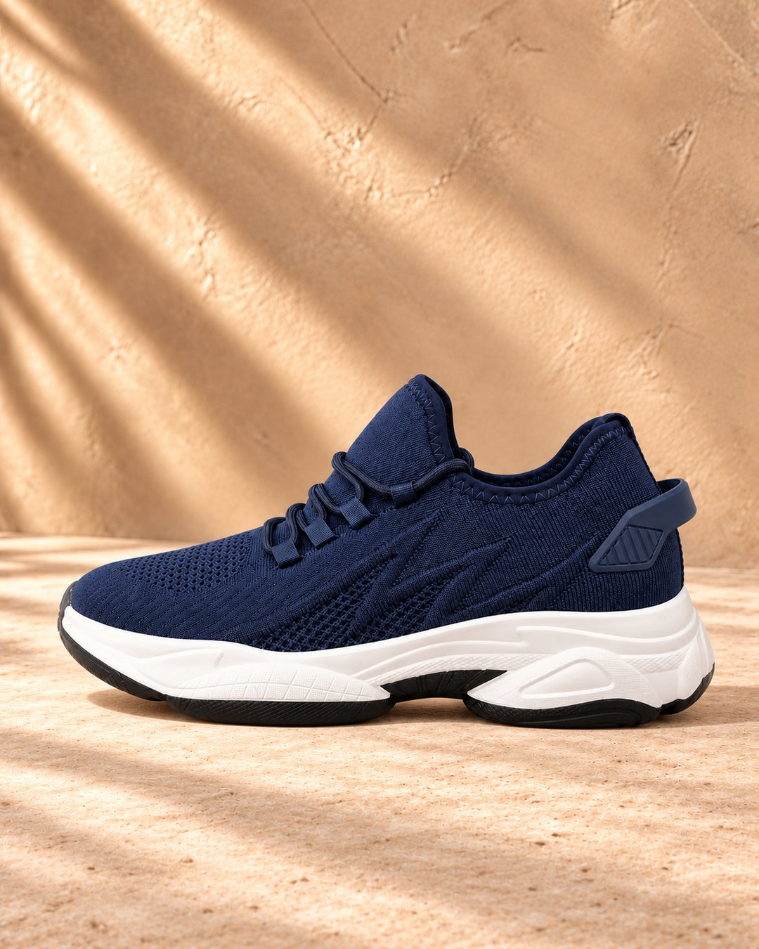 Parker Hidden-Lift Knit Sneakers - Navy Blue