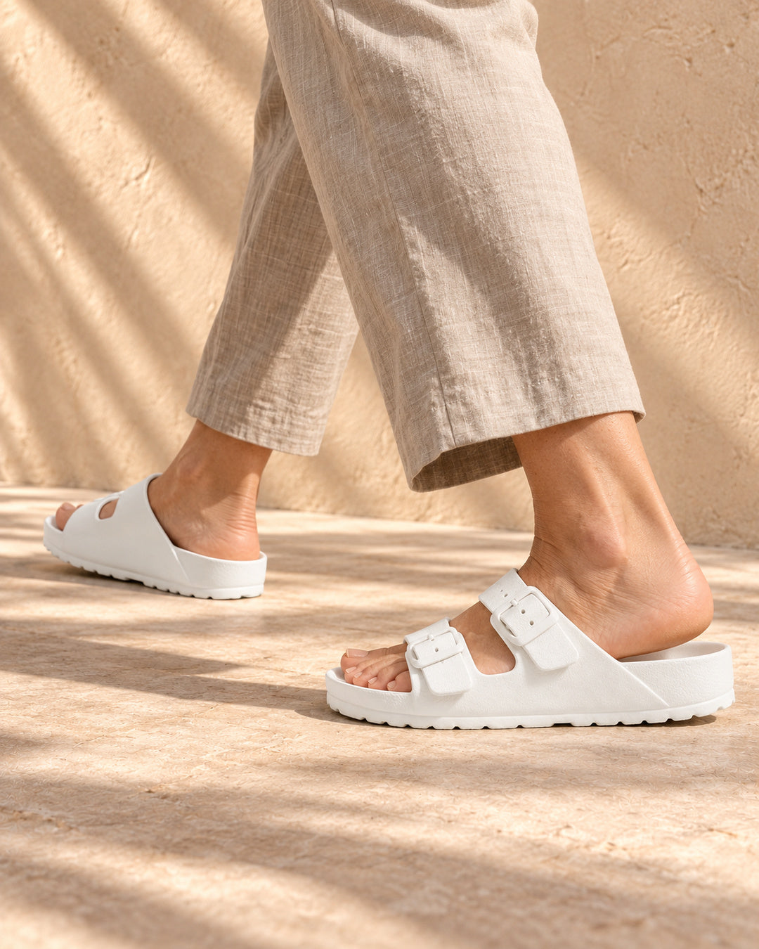 Bianca Double-Buckle EVA Sandals - White