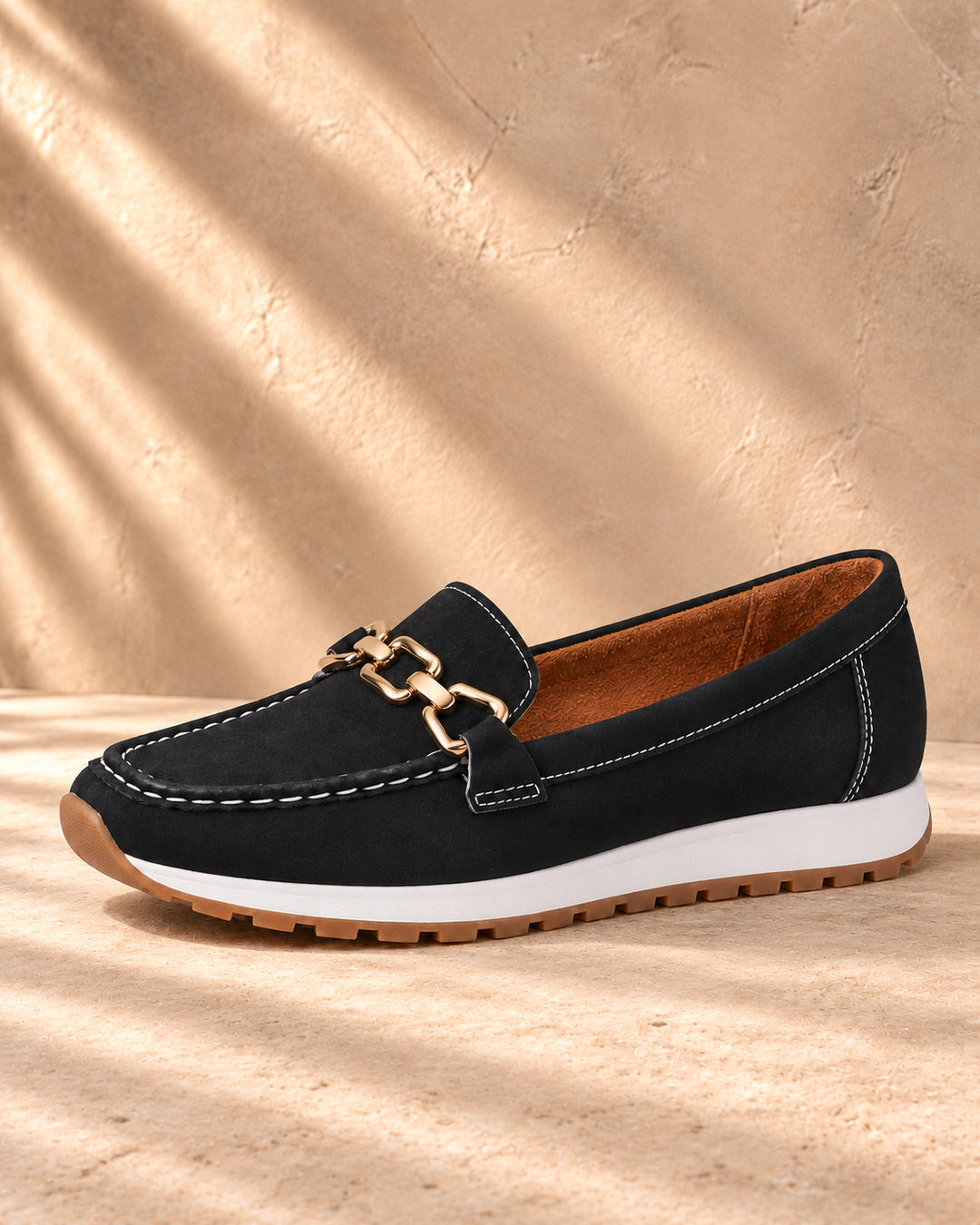 Eleanor Chain-Detail Loafers - Black