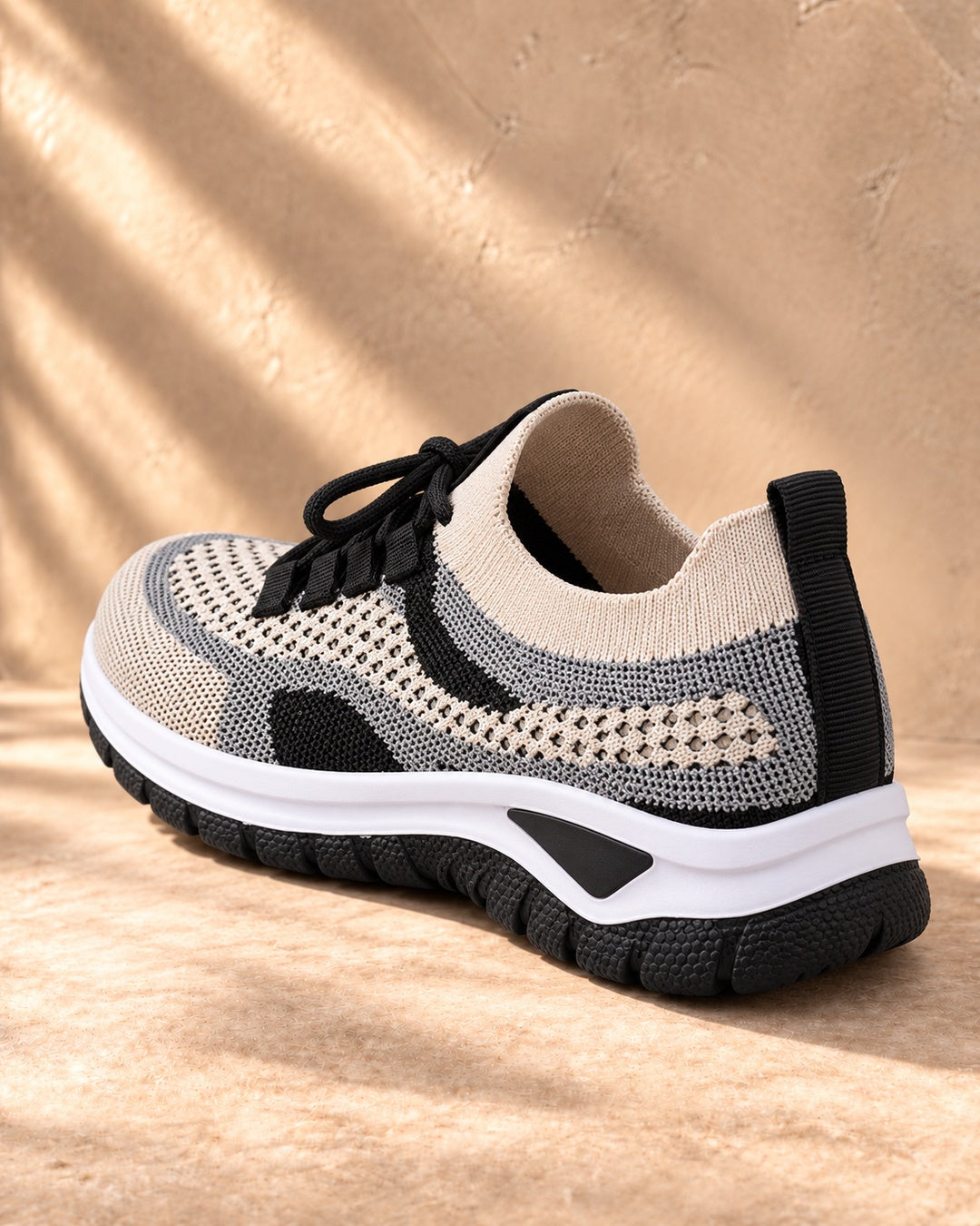 Beatrice Cushioned Lace-Up Comfort Sneakers - Black