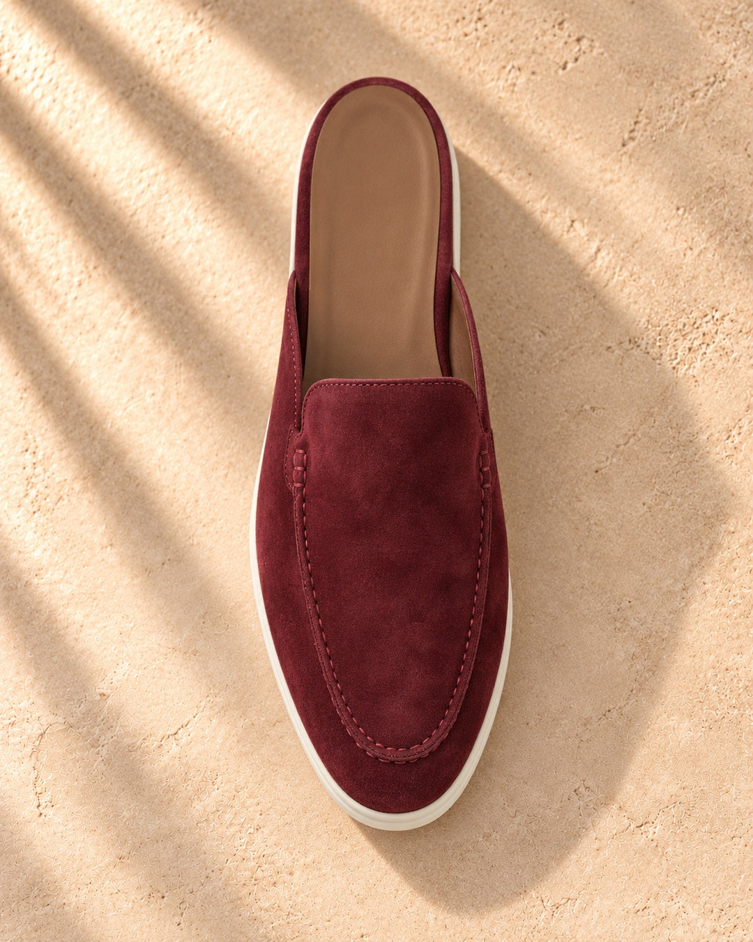 Rowan Burgundy Suede Mule Loafers - Burgundy
