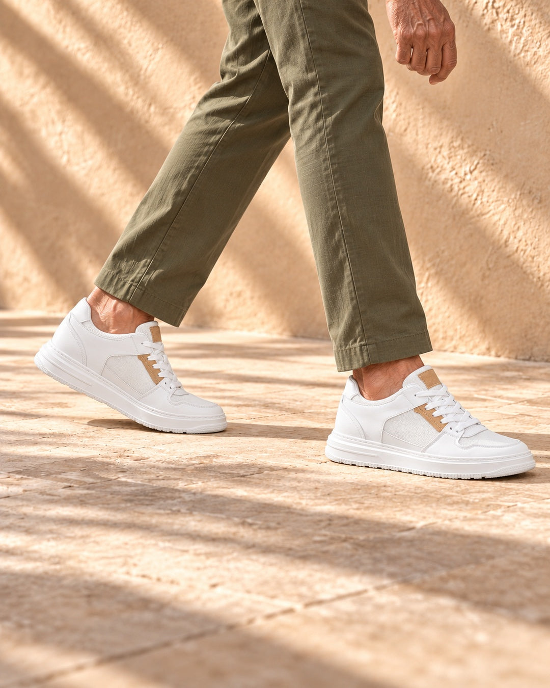 Emerson Mesh Hidden-Lift Sneakers - White