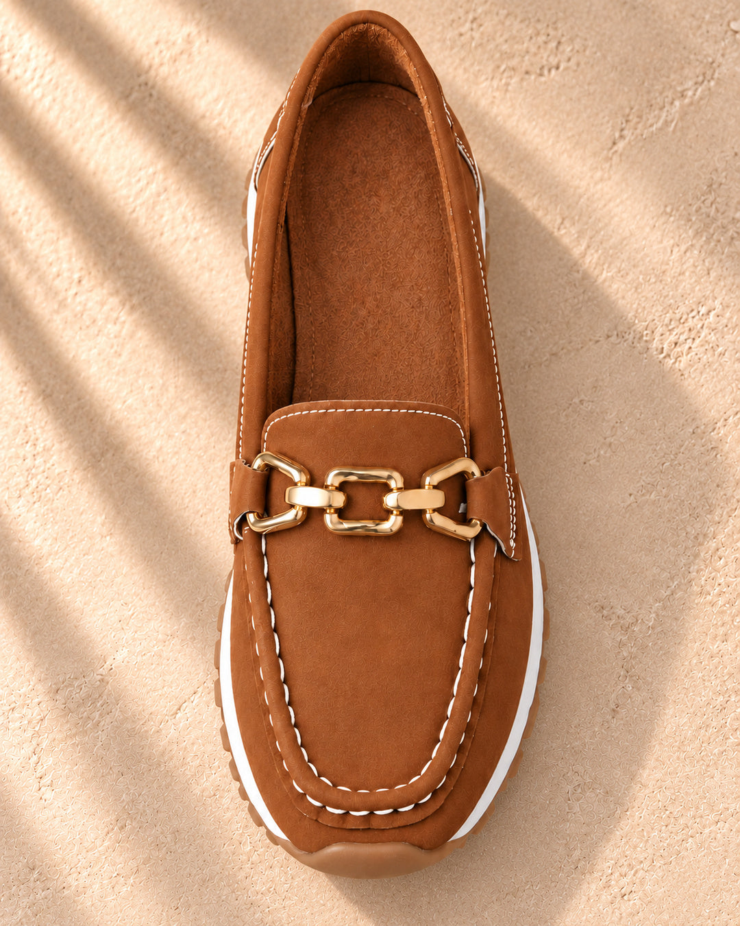 Eleanor Chain-Detail Loafers - Brown