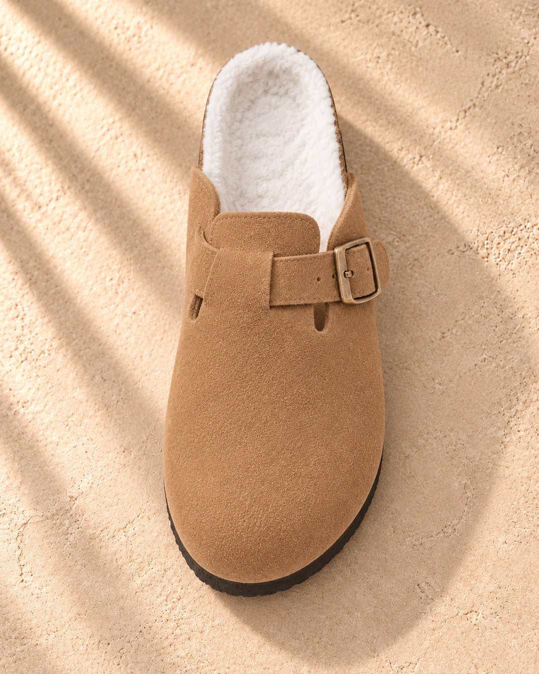 Celeste Faux-Fur-Lined Suede Clogs - Brown