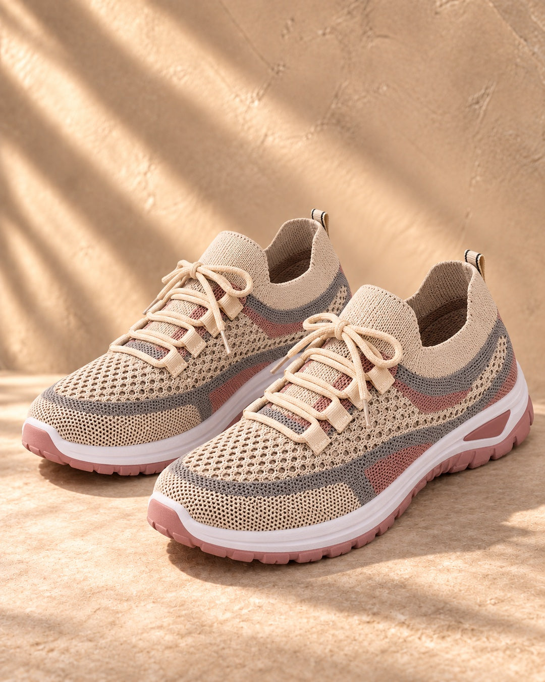 Beatrice Cushioned Lace-Up Comfort Sneakers - Khaki