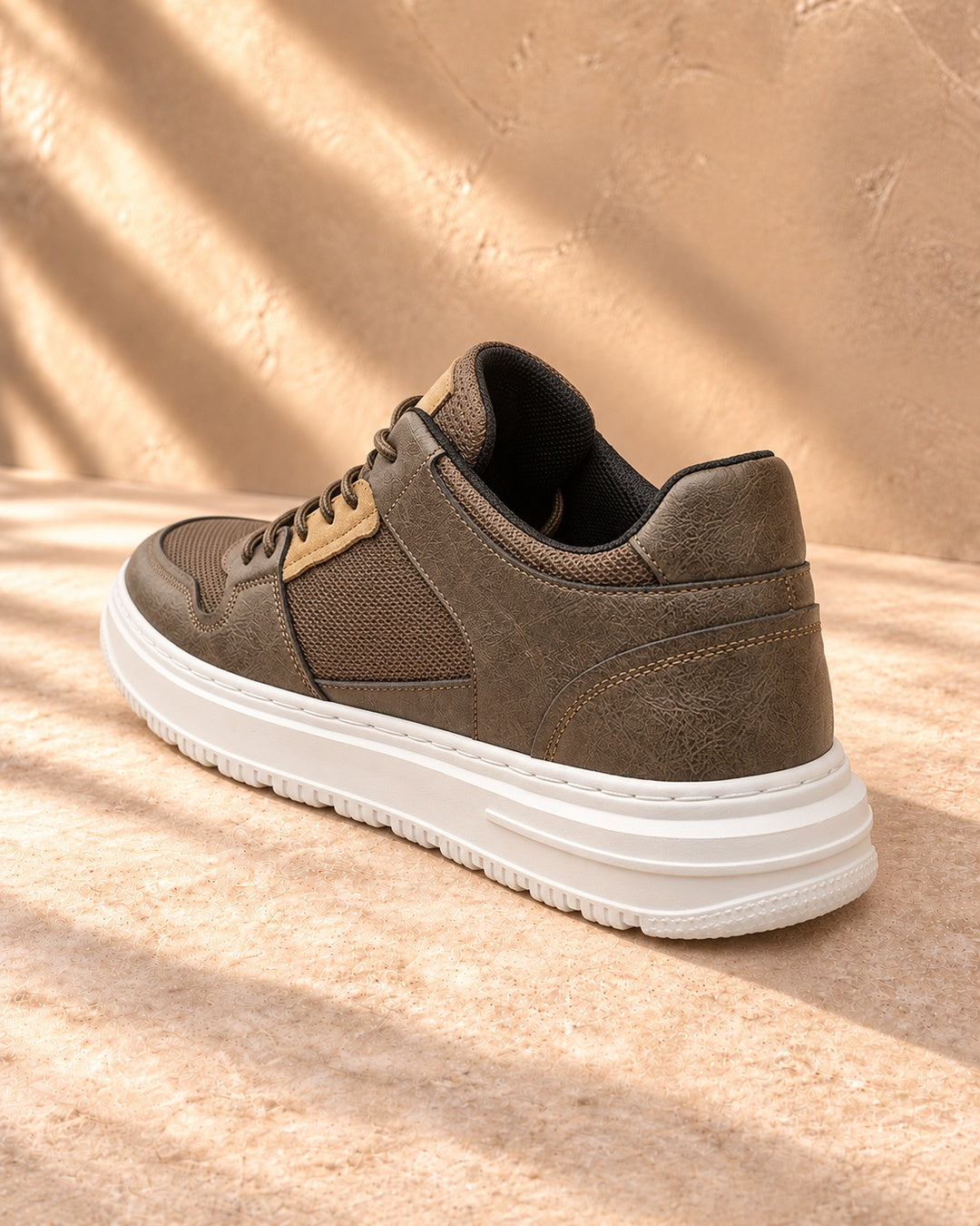 Emerson Mesh Hidden-Lift Sneakers - Brown