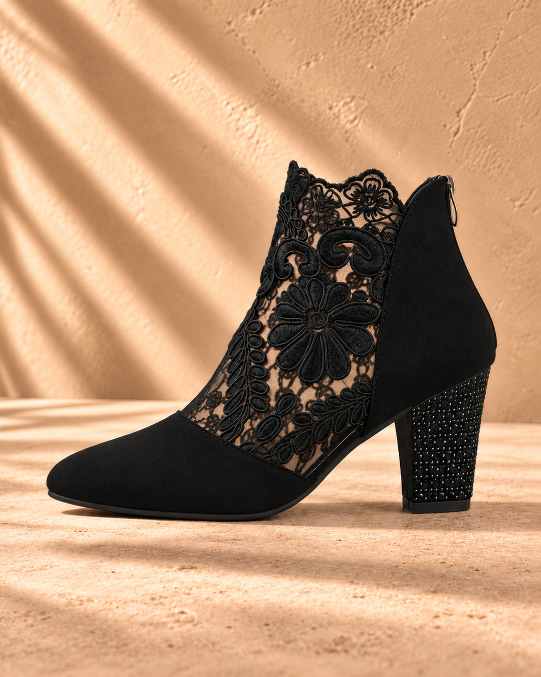 Aurelia Lace-Panel Comfort Ankle Boots - Black