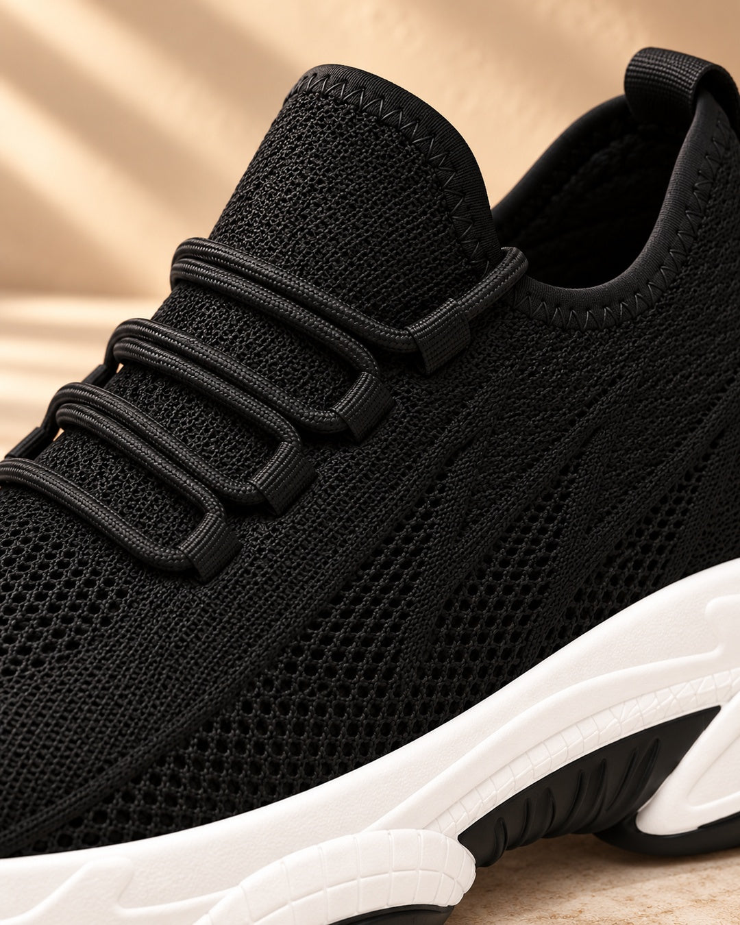 Parker Hidden-Lift Knit Sneakers - Black