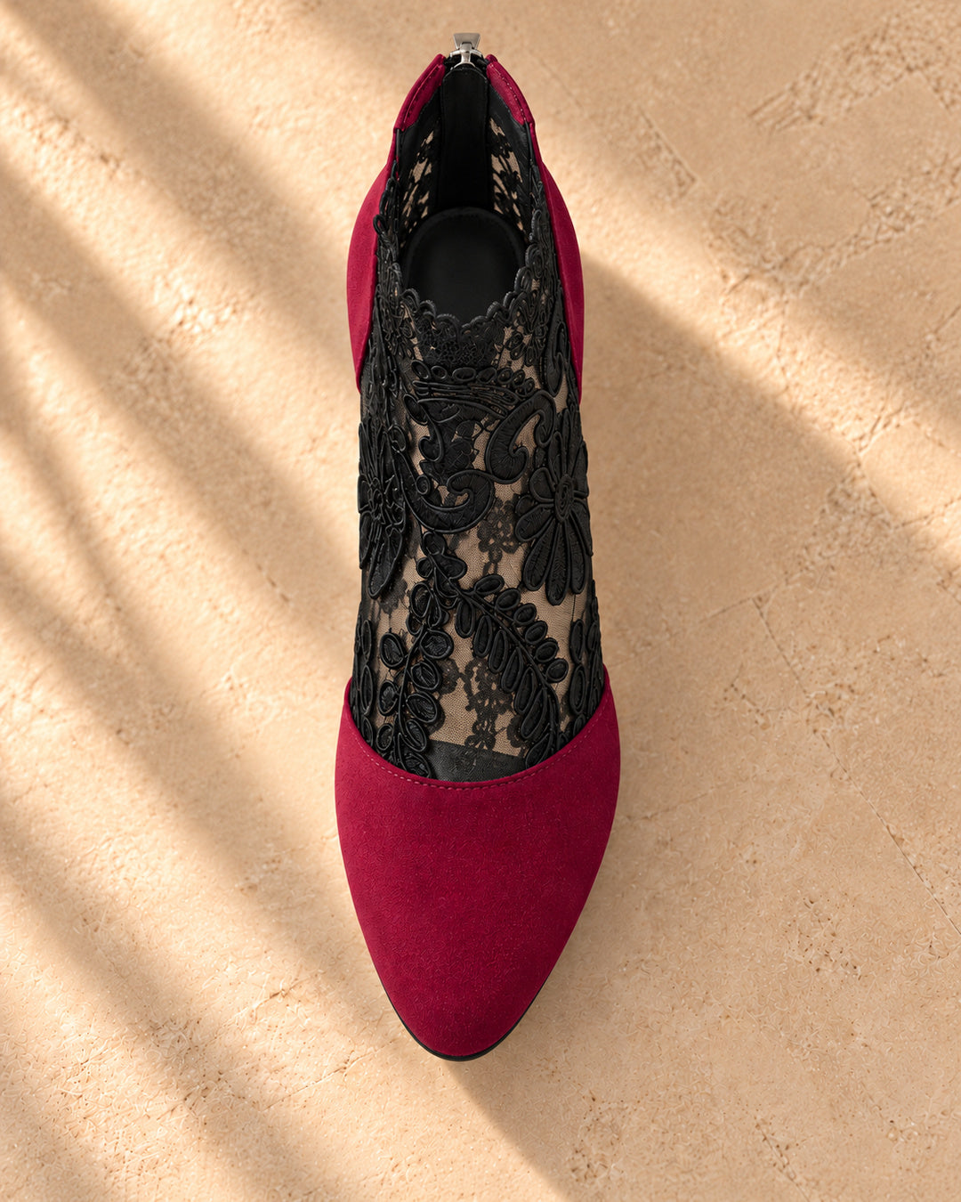 Aurelia Lace-Panel Comfort Ankle Boots - Red