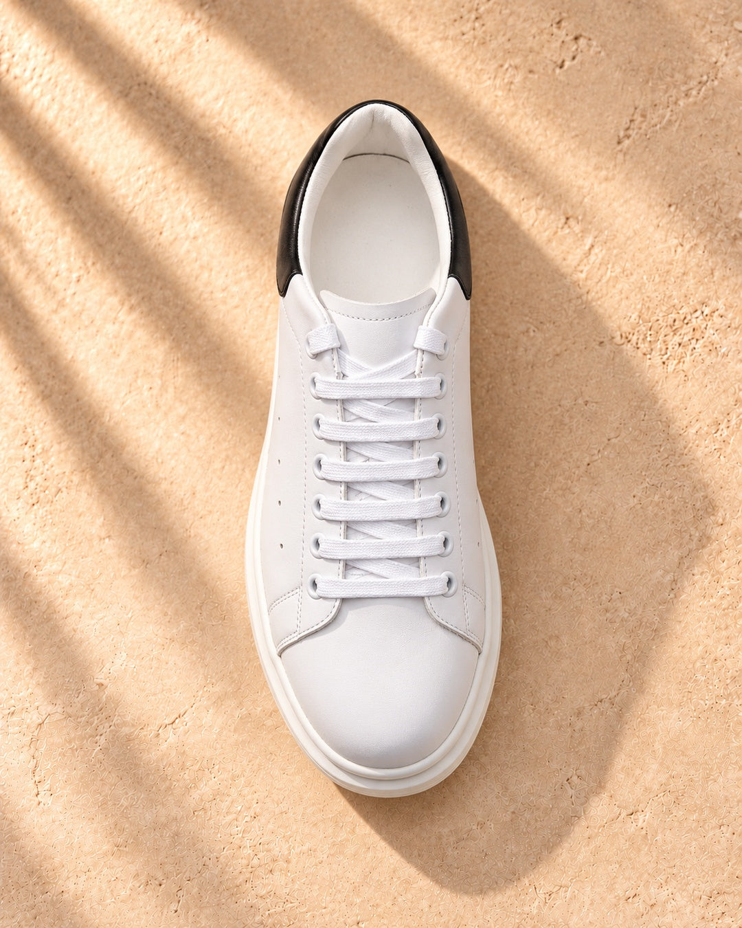 Tatum Contrast-Heel Hidden-Lift Sneakers - White