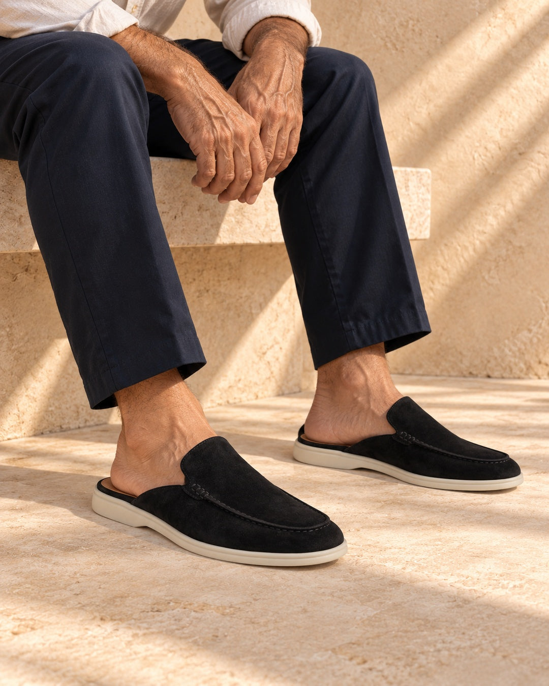 Riley Black Suede Mule Loafers - Black