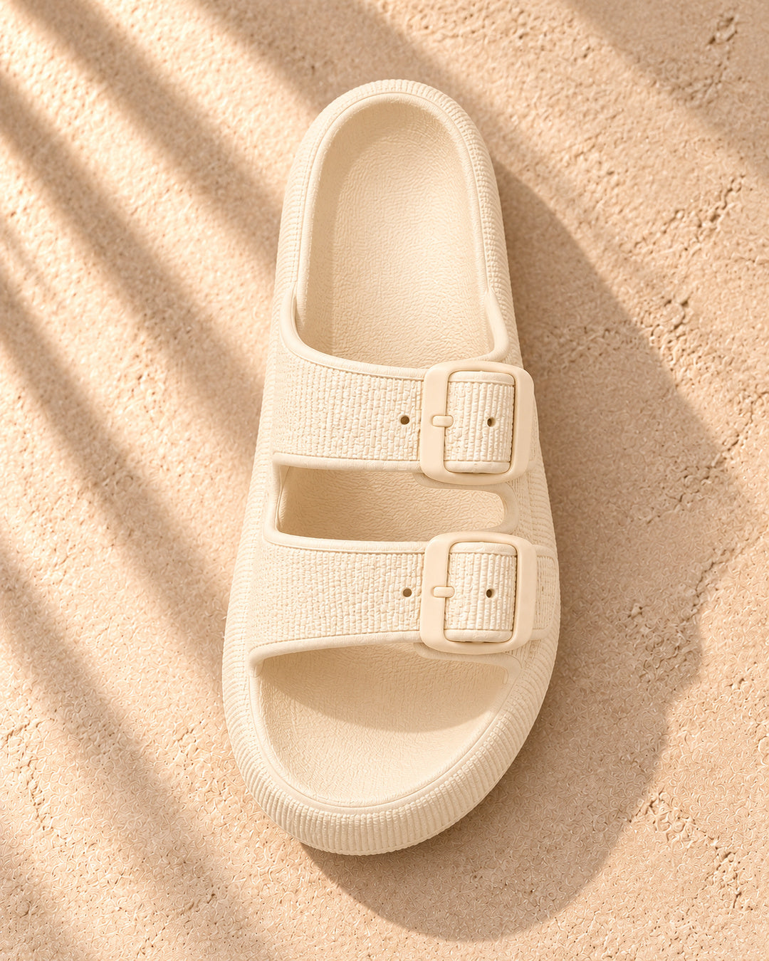 Lucille Cushioned Double-Buckle Sandals - Cream