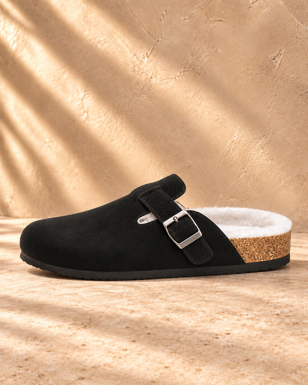 Celeste Faux-Fur-Lined Suede Clogs - Black
