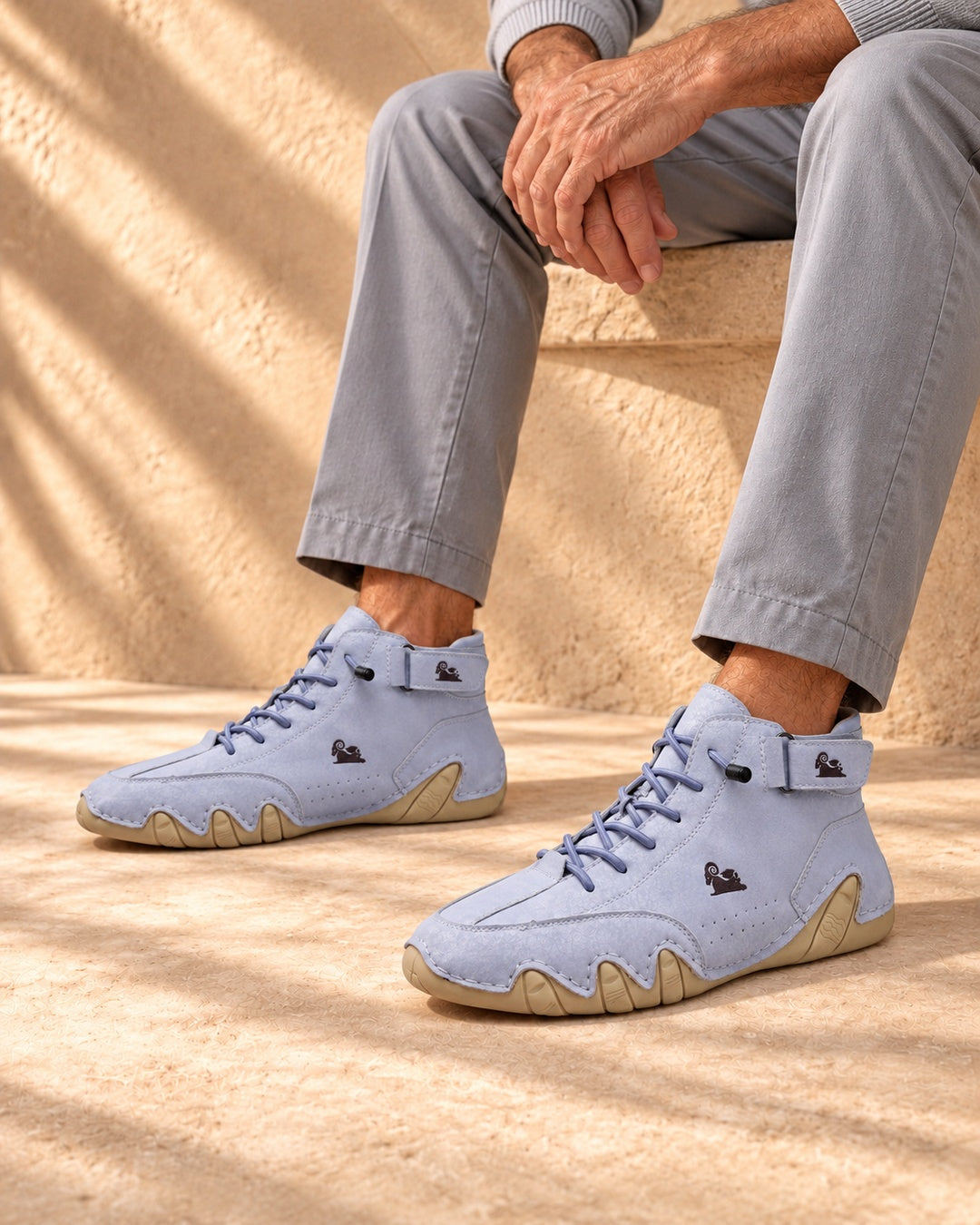 Arden Faux-Leather Lace-Up Ankle Boots - Light Blue