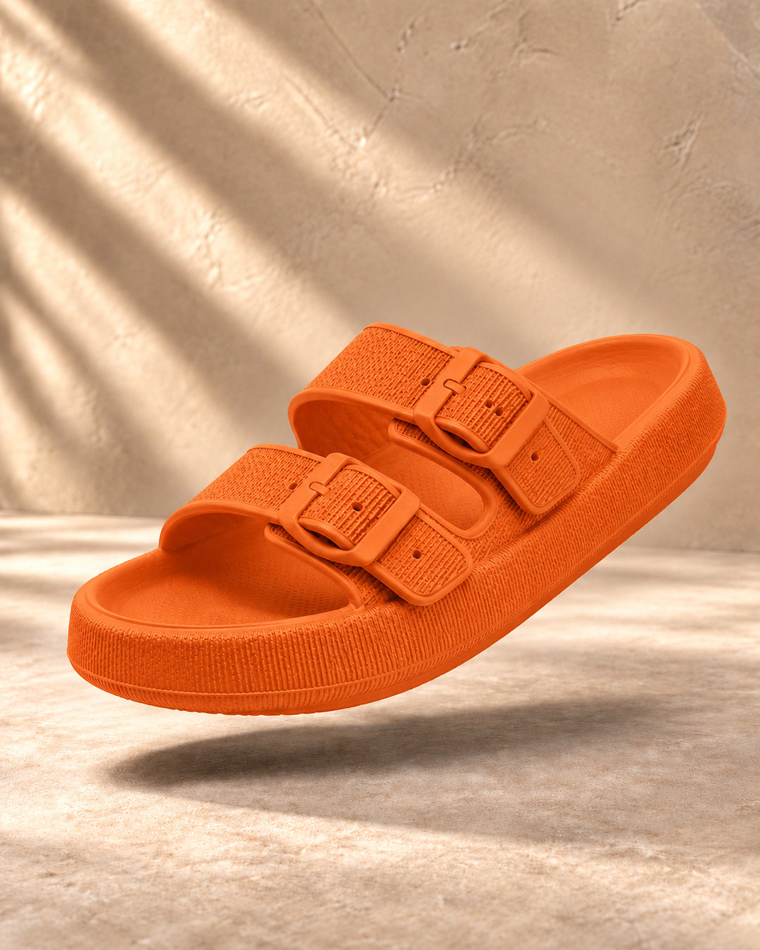Lucille Cushioned Double-Buckle Sandals - Orange
