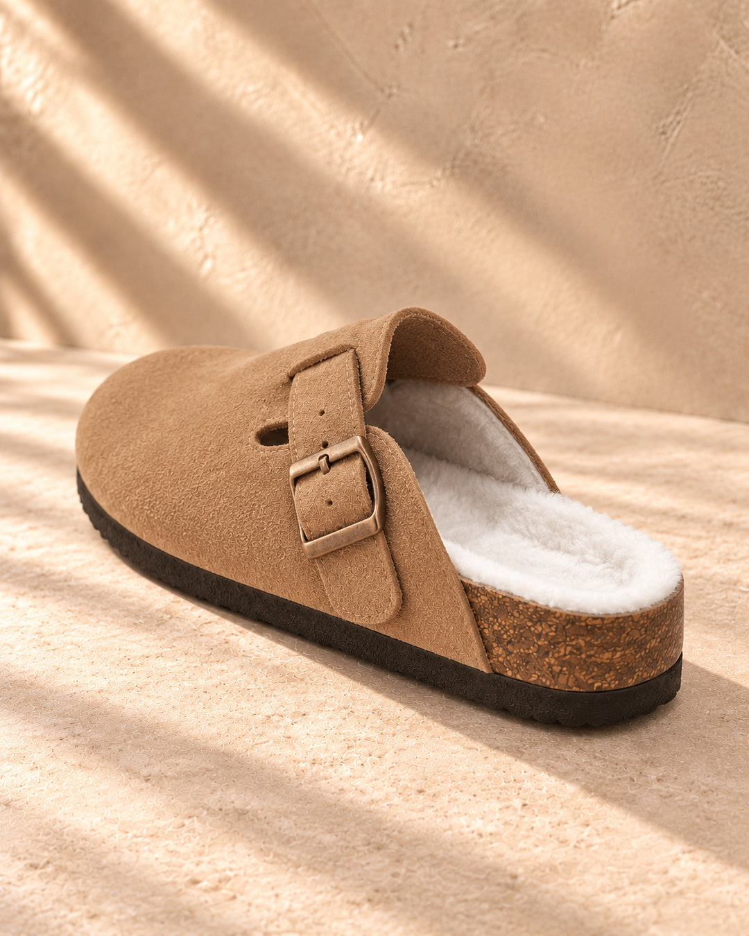 Celeste Faux-Fur-Lined Suede Clogs - Brown