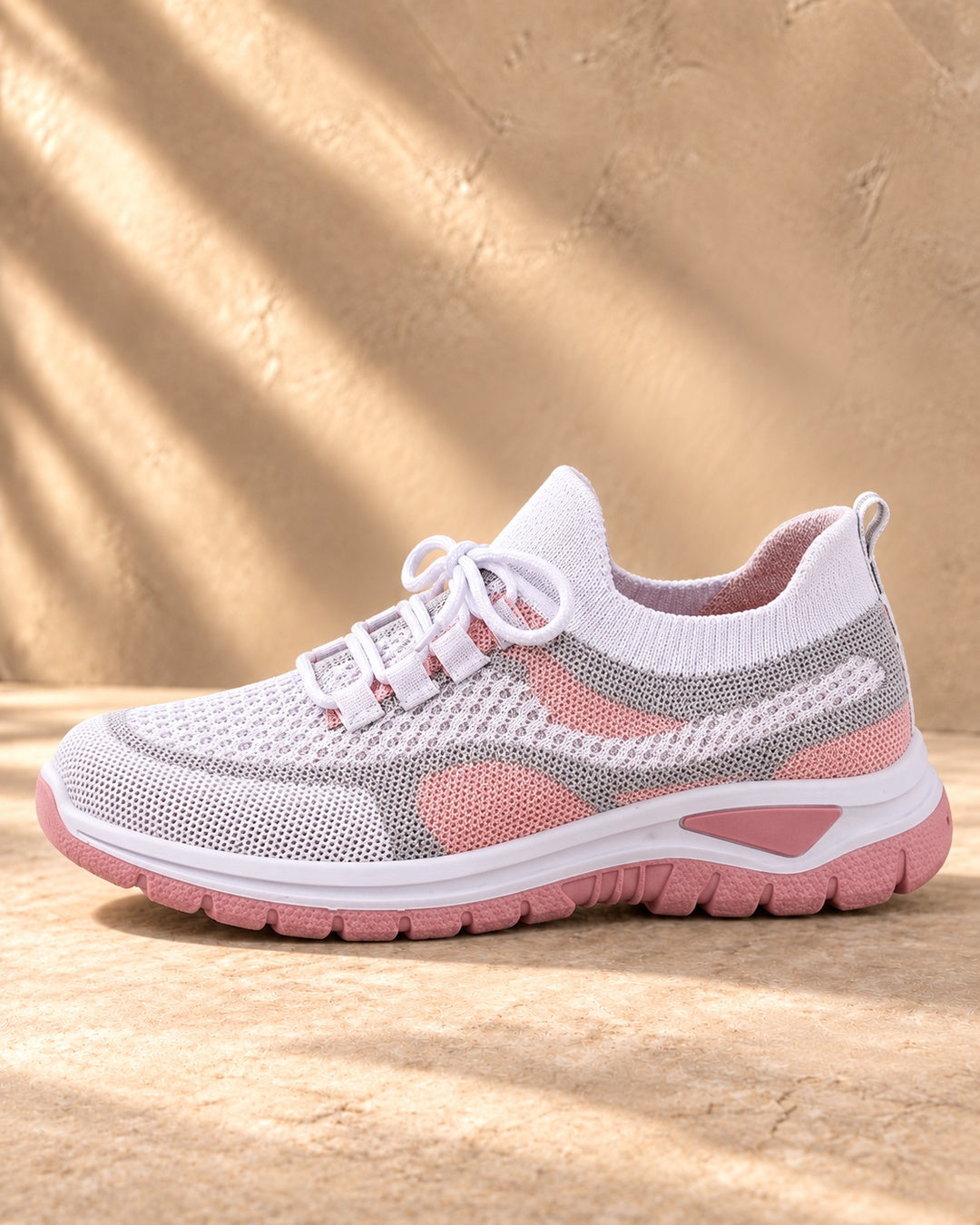 Beatrice Cushioned Lace-Up Comfort Sneakers - Pink