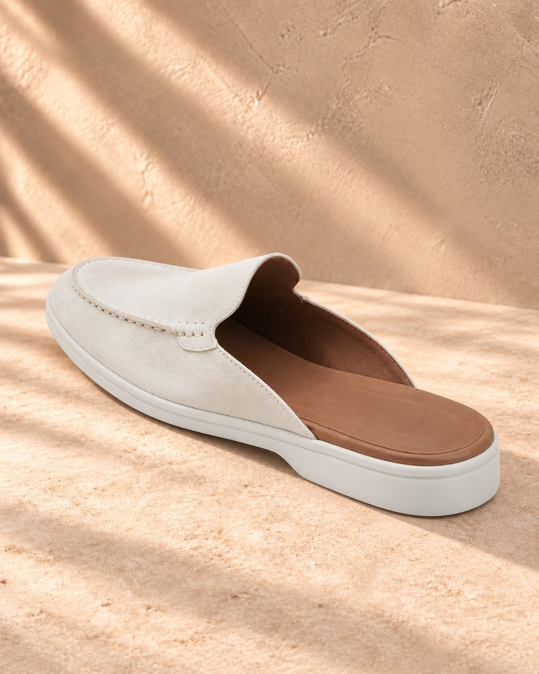 Quinn White Suede Mule Loafers - White