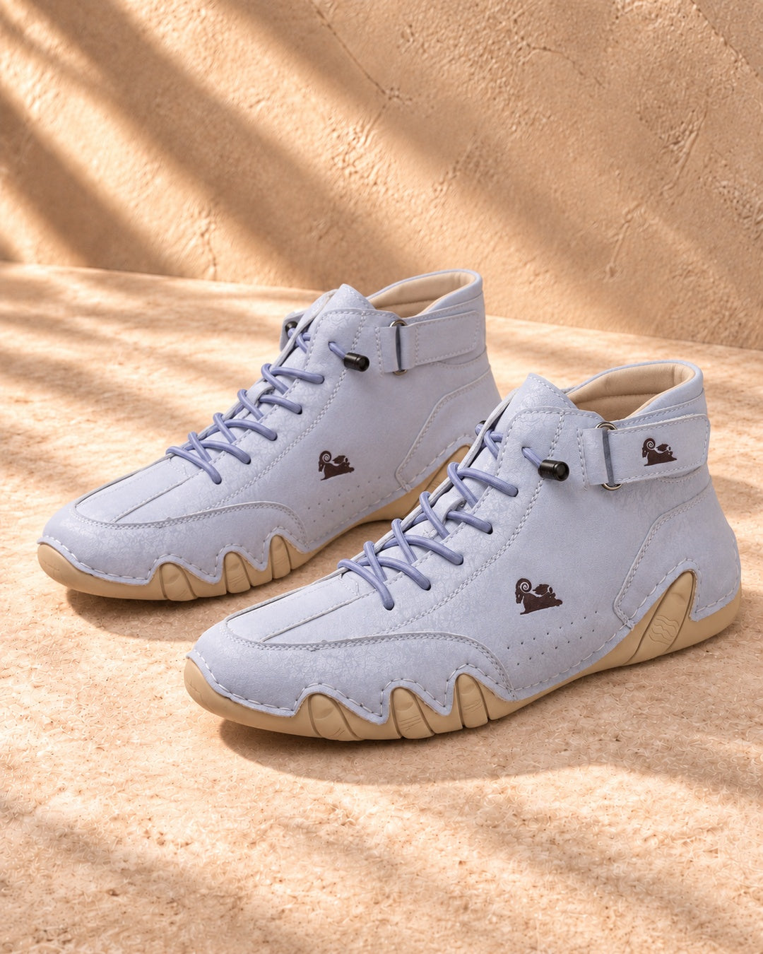 Arden Faux-Leather Lace-Up Ankle Boots - Light Blue
