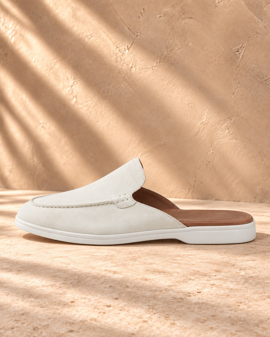 Quinn White Suede Mule Loafers - White