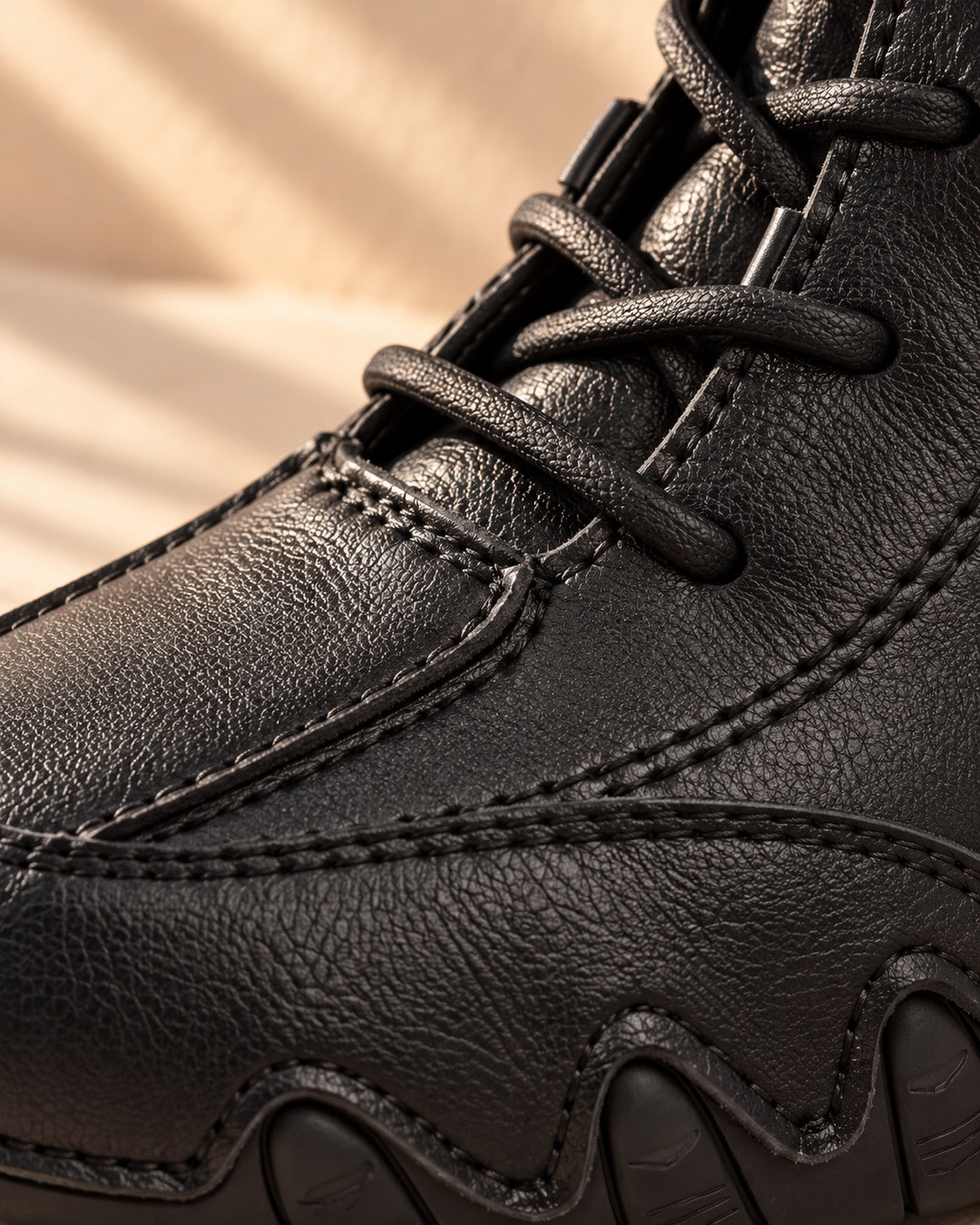 Arden Faux-Leather Lace-Up Ankle Boots - Black