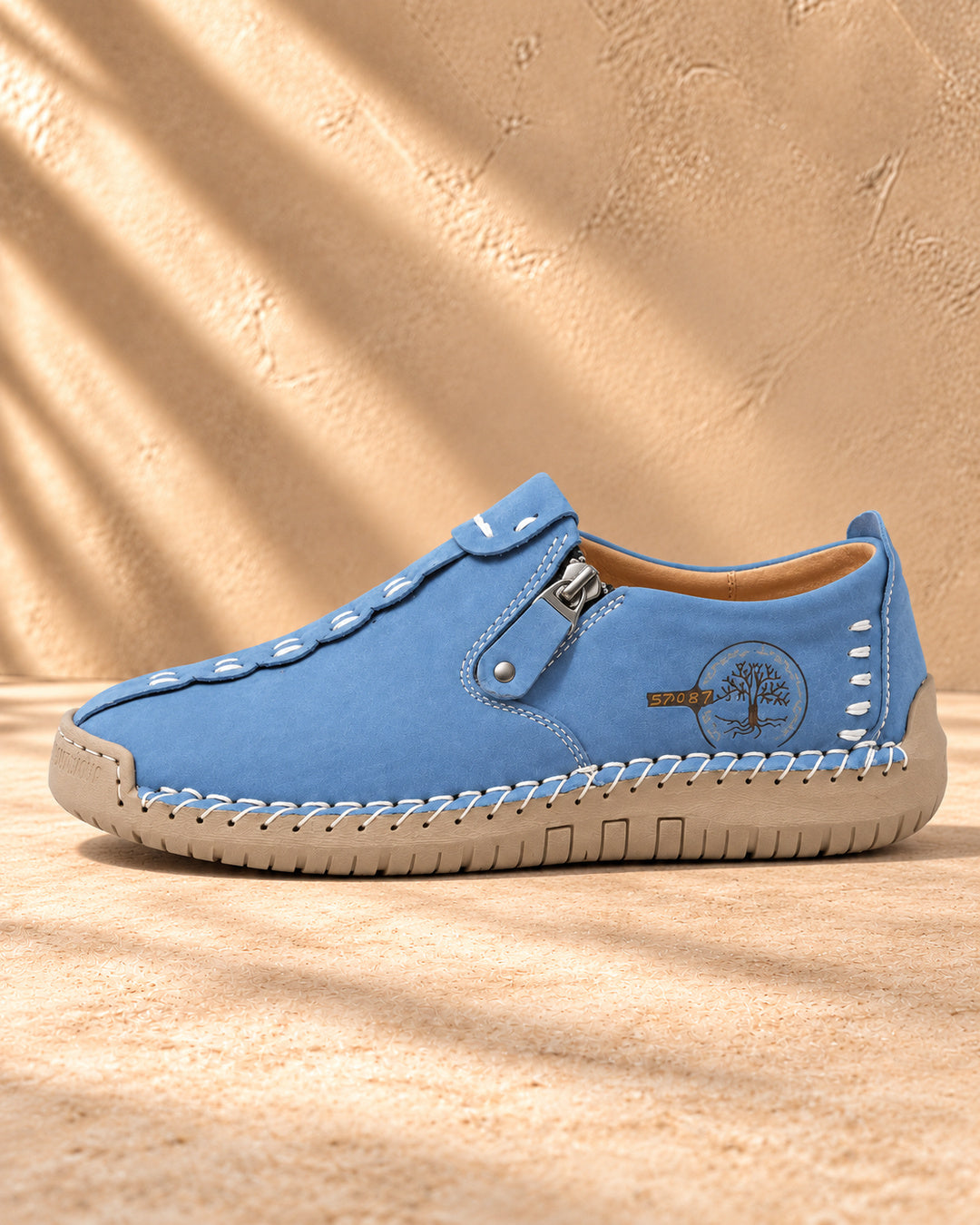 Elira Orthopedic Zip Comfort Loafers - Sky Blue