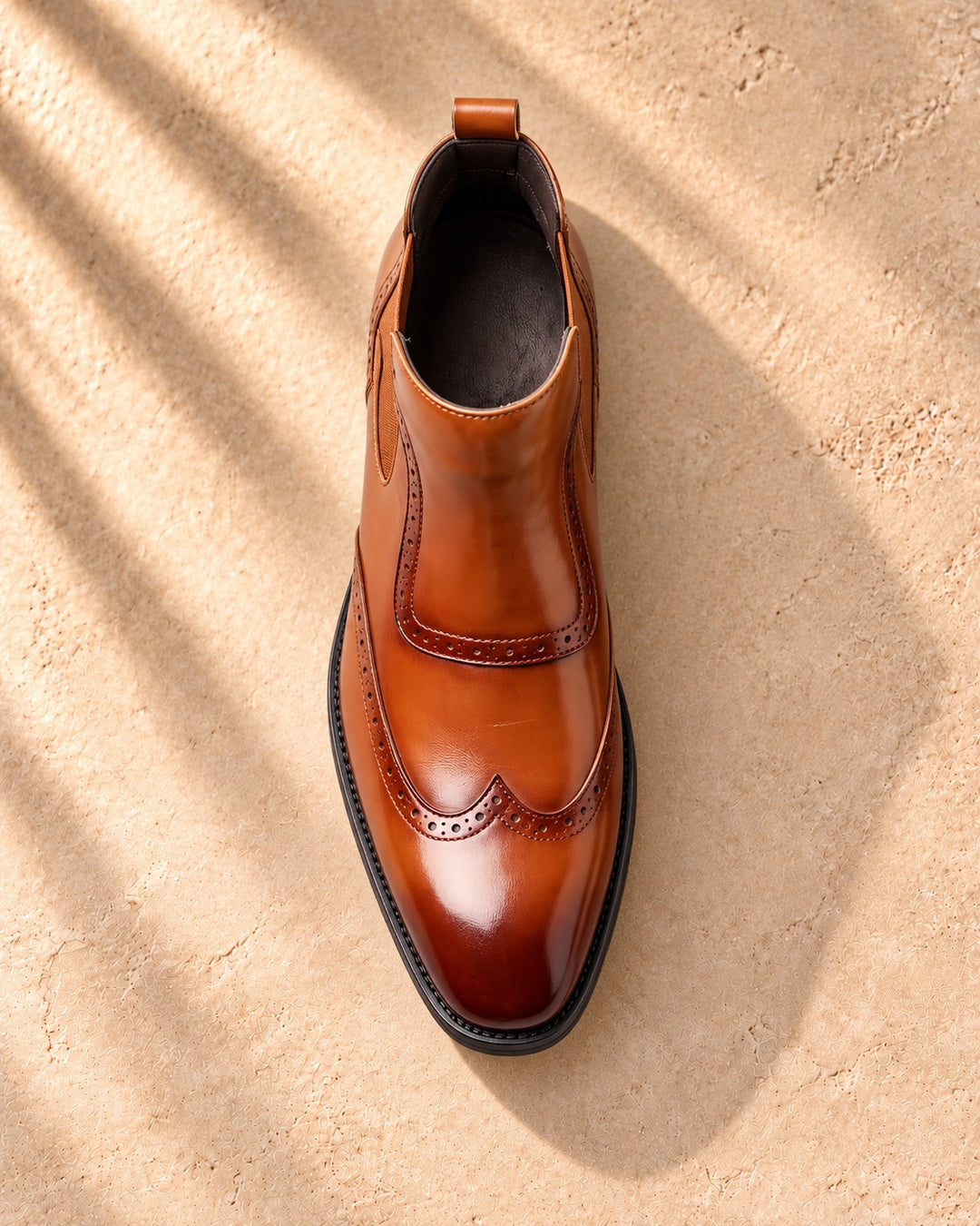 Jules Brogue Hidden-Lift Chelsea Boots - Light Brown
