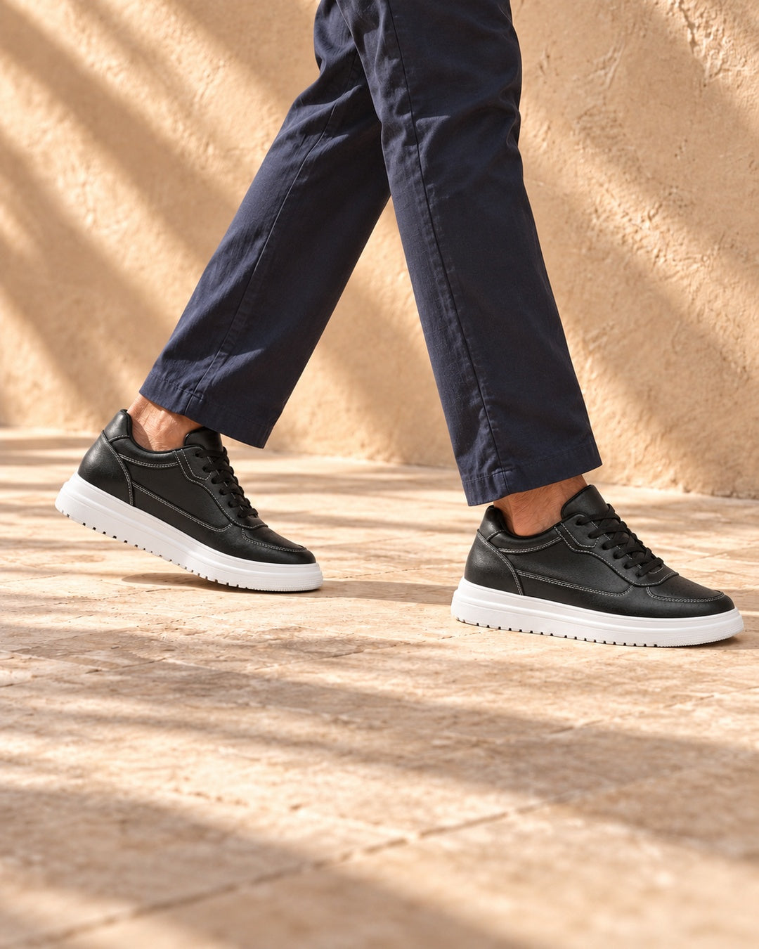 Blake Hidden-Lift Court Sneakers - Black