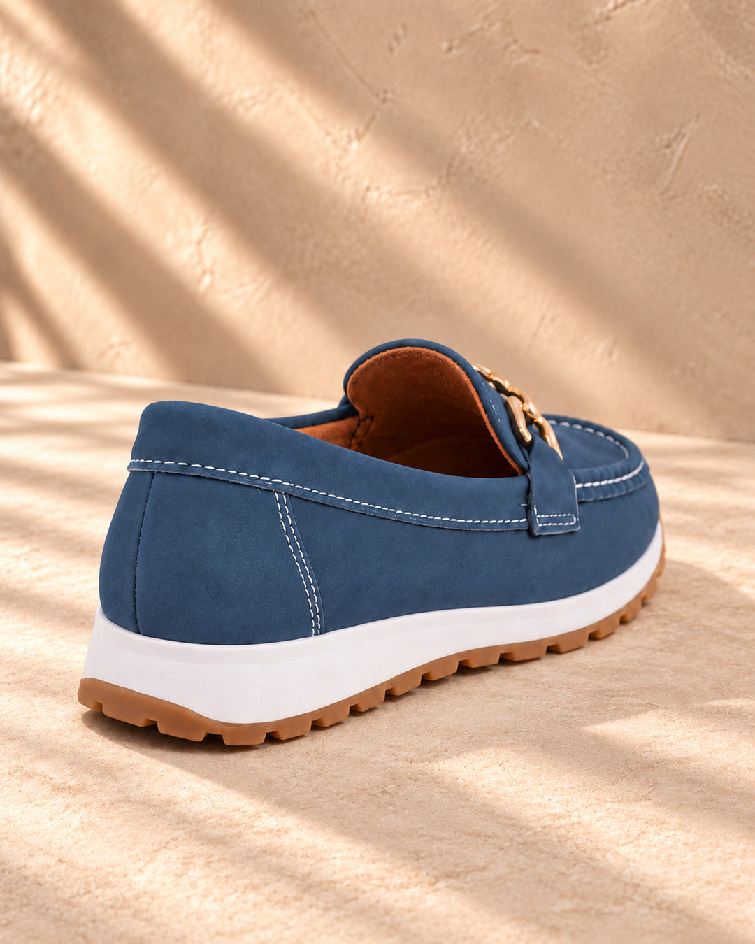 Eleanor Chain-Detail Loafers - Blue