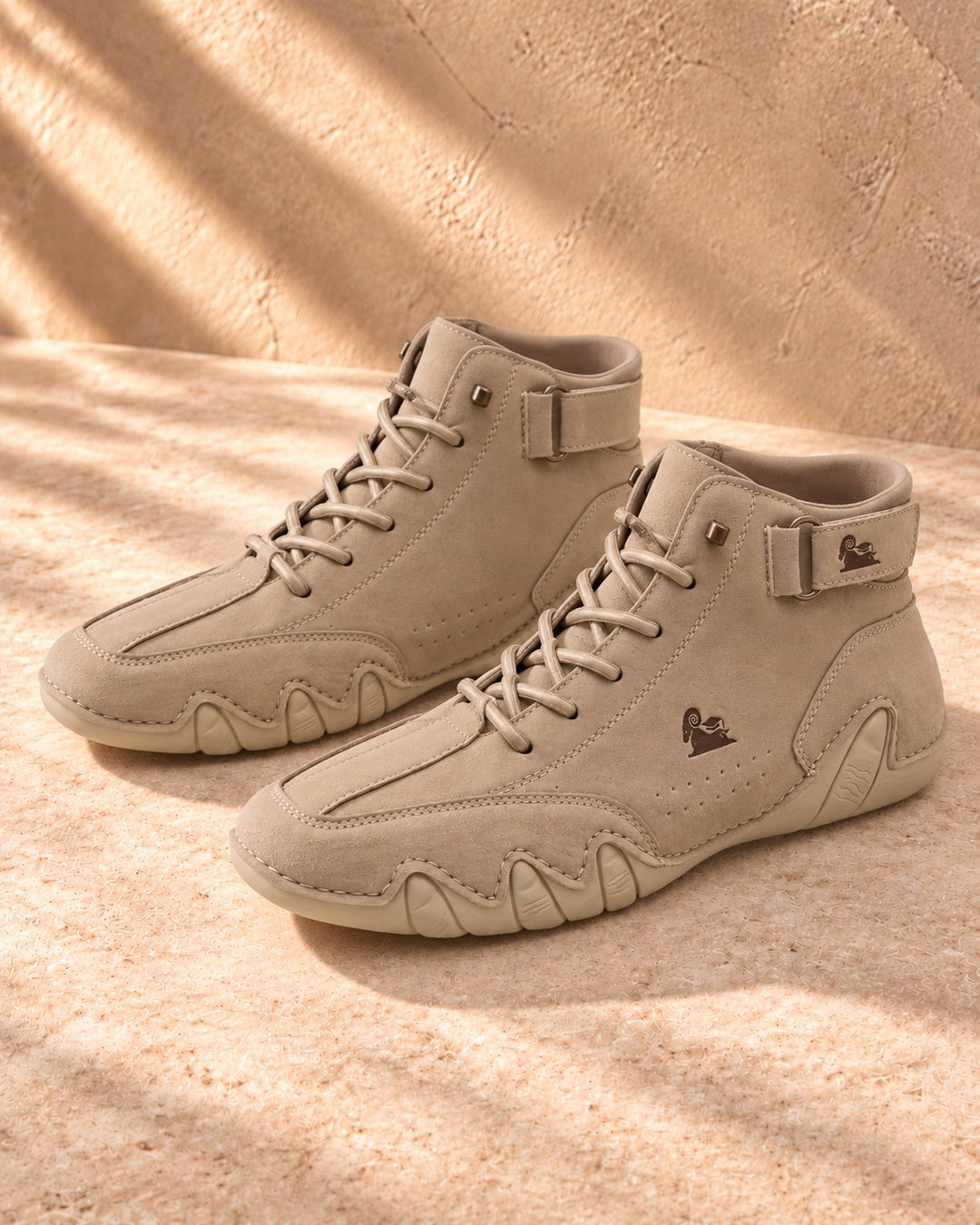 Arden Faux-Leather Lace-Up Ankle Boots - Beige
